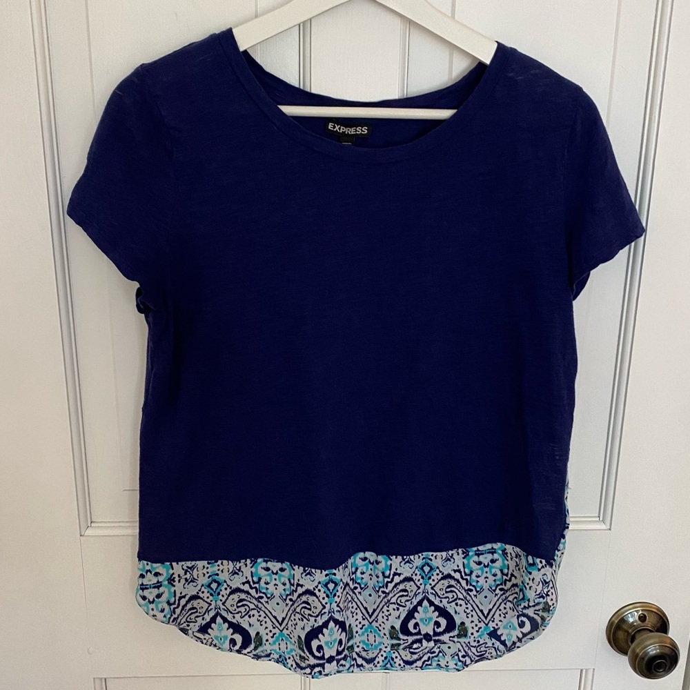 Express Navy Color Block Tee